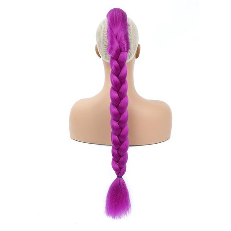 Long Purple Hair Extensions Synthetic Fiber Braid Cosplay Purple Braiding Hair 24 INCH Easy Claw Clip ponytail extension for Cosplay Halloween Costume (24 Inch)