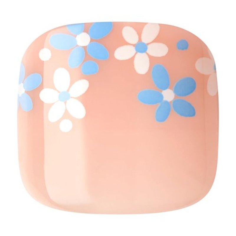 KISS imPRESS No Glue Pedi Press-On Nails, Design, 'Paradise Ticket', Light Beige, Short Size, Squoval Shape, Includes 24 Nails, Prep Pad, Instructions Sheet, 1 Manicure Stick, 1 Mini File