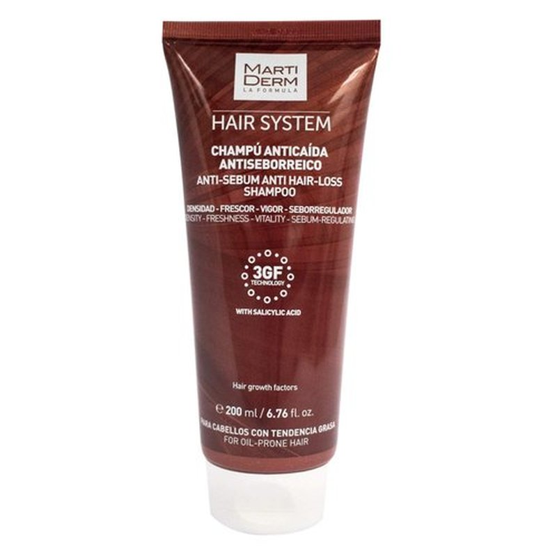 Martiderm Hair System 3GF Antiseborrheic Shampoo - 200ml | Nourishes and Strengthens Hair