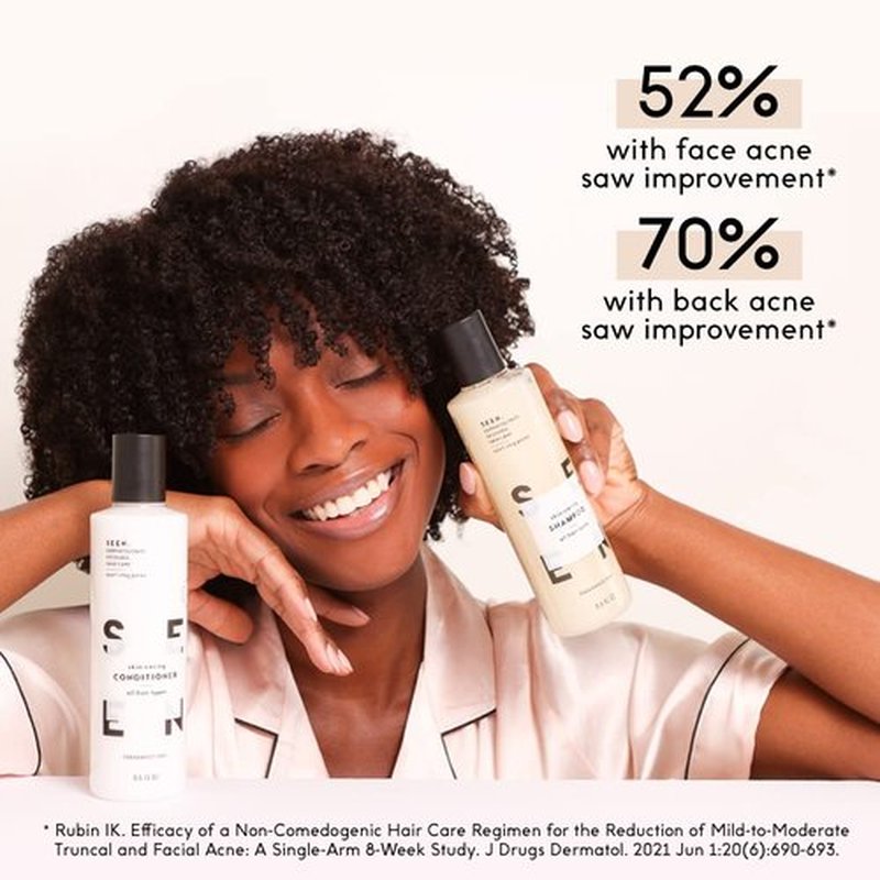 SEEN Travel Trio, Fragrance Free - Non-Comedogenic Blow-Out Hair Cream, Shampoo & Conditioner Set - Dermatologist-Developed- Reduces Frizz- Heat Protectant- Safe for Sensitive & Acne-Prone Skin
