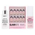 Glamnetic Press-On Nails - Caviar | Super Strong Brush On Nail Glue & Press-On Nail Remover | Semi-Transparent Nails with Black French Tips, Short Almond Shape | Reusable Nail Kit with Glue & Remover