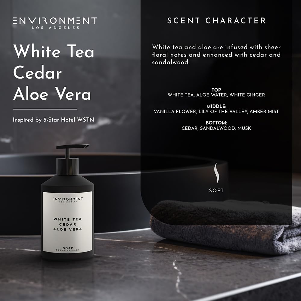 ENVIRONMENT Inspired by 5-Star Resort WSTN Hand Soap, 300ml Luxury Liquid Hand Soap (White Tea | Cedar | Aloe Vera) Home Essentials, Kitchen & Bathroom Soap, Hand Wash, Vegan & Cruelty-Free