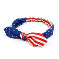 Huachi American Flag Headbands with Patriotic USA Bows for Women - 4th of July Wide Red, White and Blue Knotted Bow Hair Bands and Turban Wrap Accessories