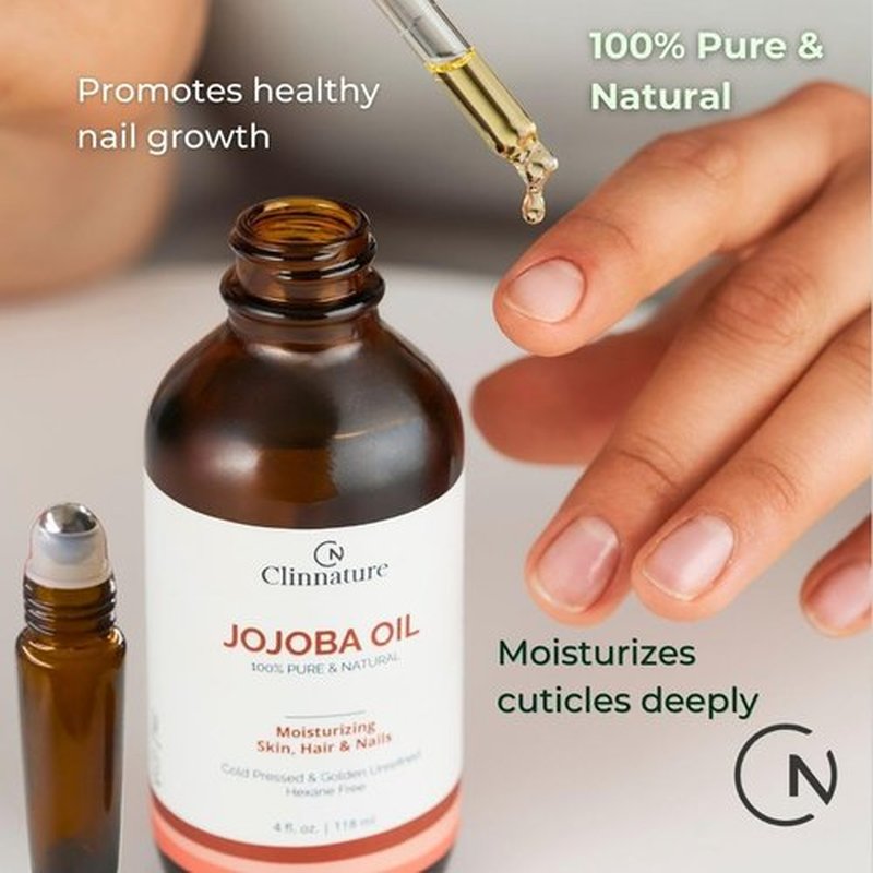 Clinnature Jojoba Oil for Nails & Cuticles – 100% Pure & Cold-Pressed Nail Oil for Stronger, Healthier Nails – Deep Cuticle Moisturizer for Dry, Cracked Skin – Hexane-Free, Fast Absorbing
