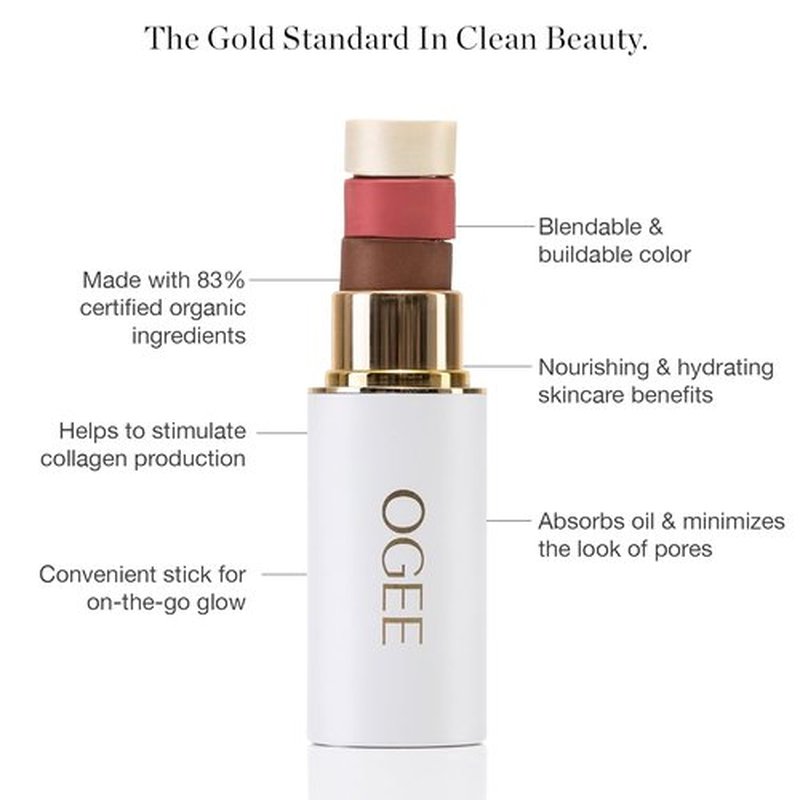 Ogee Sculpted Face Stick - Radiant Cocoa Certified Organic Bronzer & Contour Makeup - Multi-Use Stick