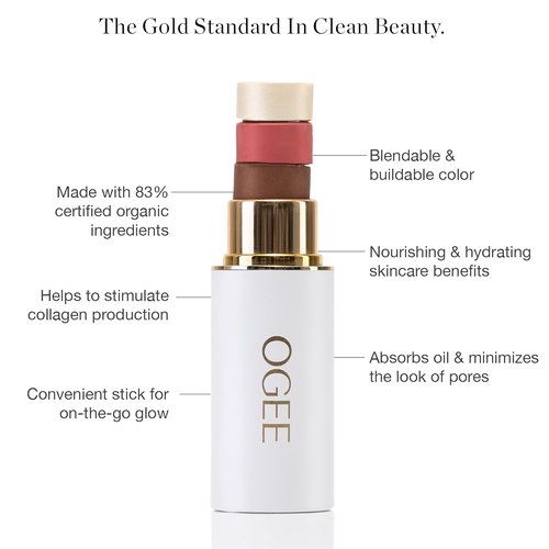 Ogee Sculpted Face Stick - Organic Bronzer & Highlighter in Amber | Multi-Use Sun-Kissed Makeup