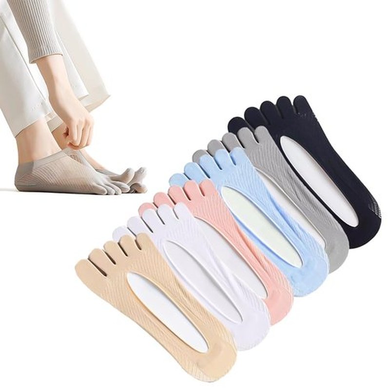 MoHern 6 Pairs Toe Socks for Bunions, Low Cut Sockalign USA Toe Socks for Women, Five Finger Bunion Socks for Women