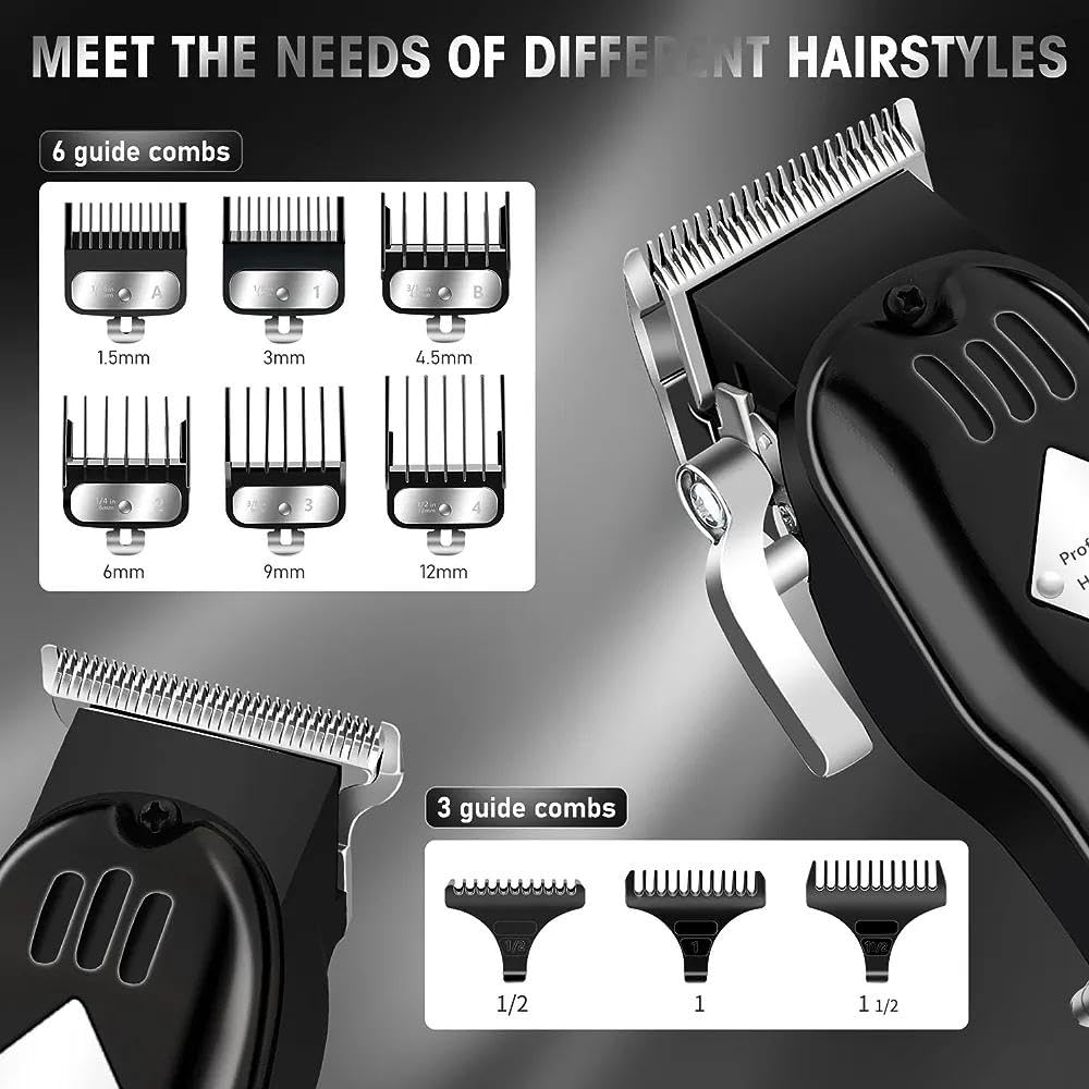 Roziapro Professional Hair Clippers for Men Zero Gapped T-Blade Trimmer Cordless Nose Hair Trimmer Electric Foil Shaver Rechargeable Hair Grooming Set with LED Display (Blue)