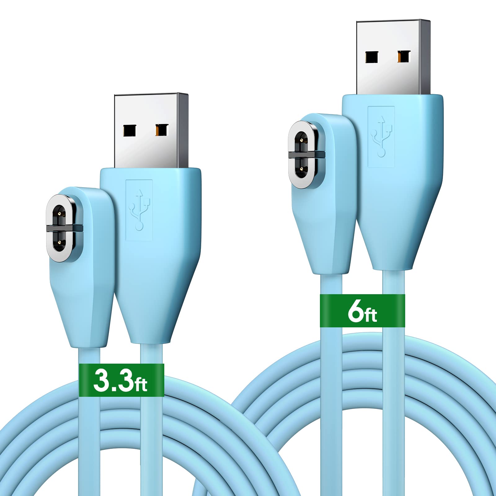 3.3Ft/6Ft Magnetic Charging Cable for Aftershokz Headphones [2-Pack Blue] Aeropex AS800 & Shokz OpenRun & Pro & Mini & OpenComm Replacement Charge Cable Bone Conduction Magnet USB Charger Cord