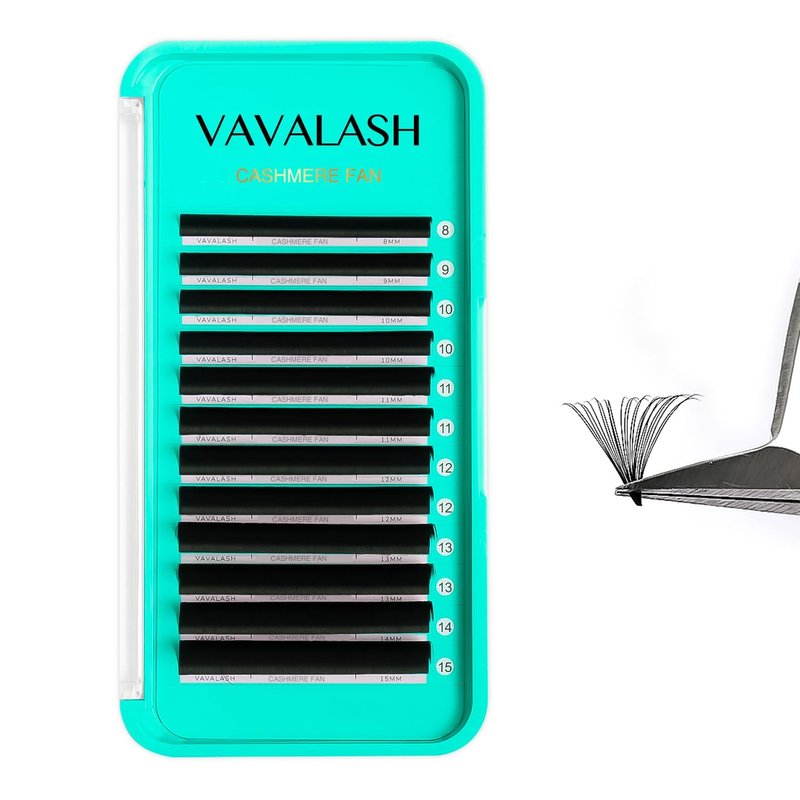 VAVALASH Cashmere Easy Fan Lashes 0.03 0.05 0.07 C/CC/D/DD Volume Lash Extensions 8MM-20MM Matte Black Self Fanning Eyelash Extensiones, Professional Supplies for Lash Artists (D-0.05,8-15mm)