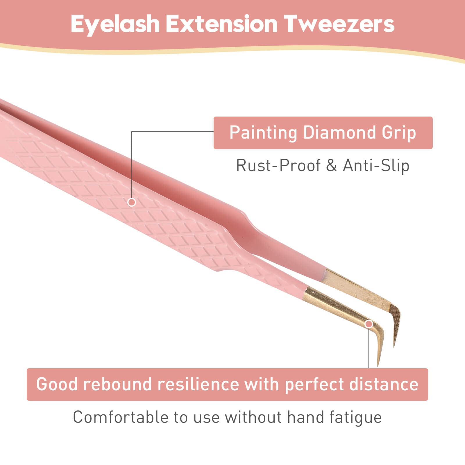 Ms.Queen Eyelash Extension Tweezers, Professional Fiber Tip Lash Tweezers Set of 5,Curved 45 90 Degree Volume Isolation Tweezers