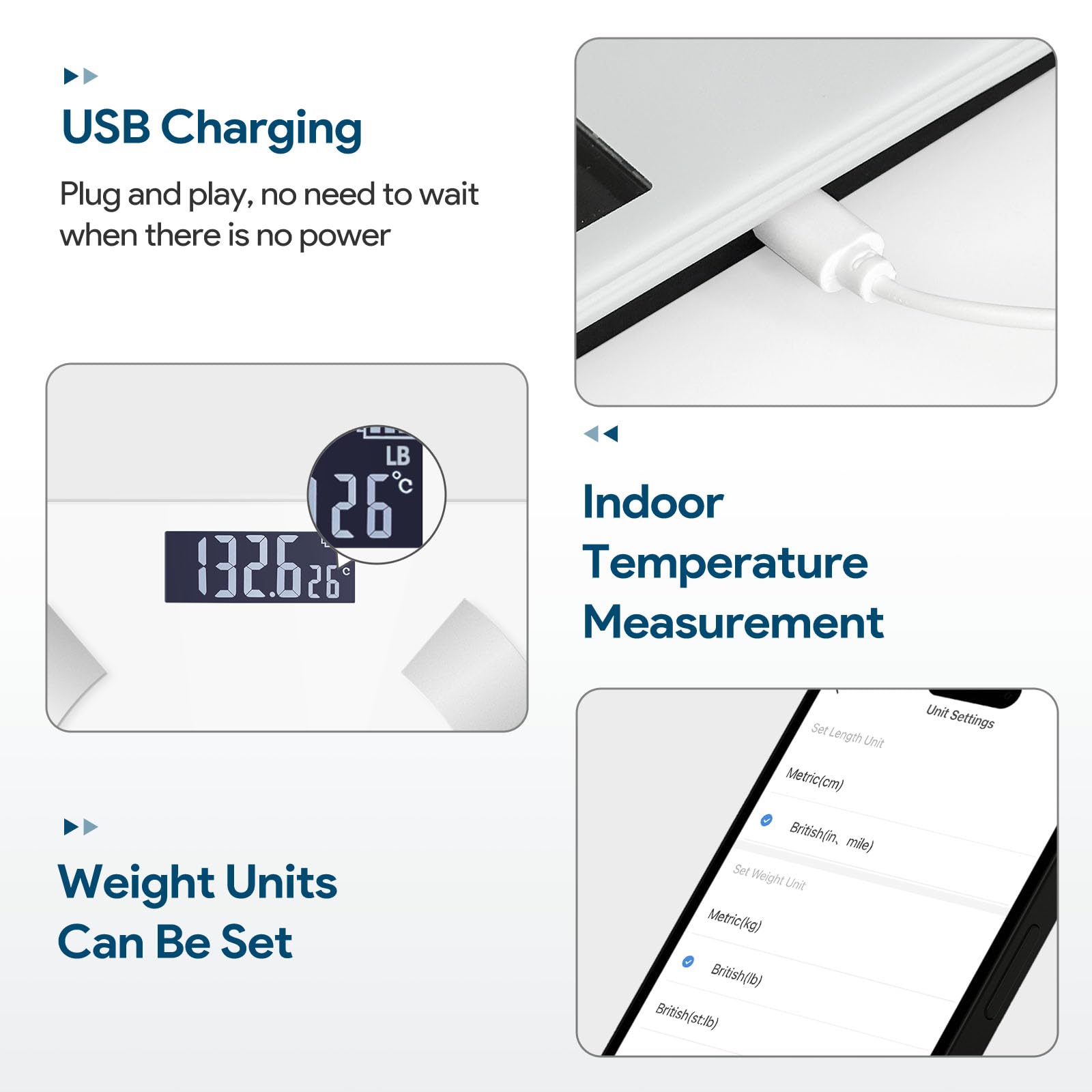 Smart Scale for Body Weight, Bathroom Digital Weighing Scale with BMI, Body Fat, Muscle Mass, Accurate Bluetooth Home User Health Equipment Sync Apps【White】
