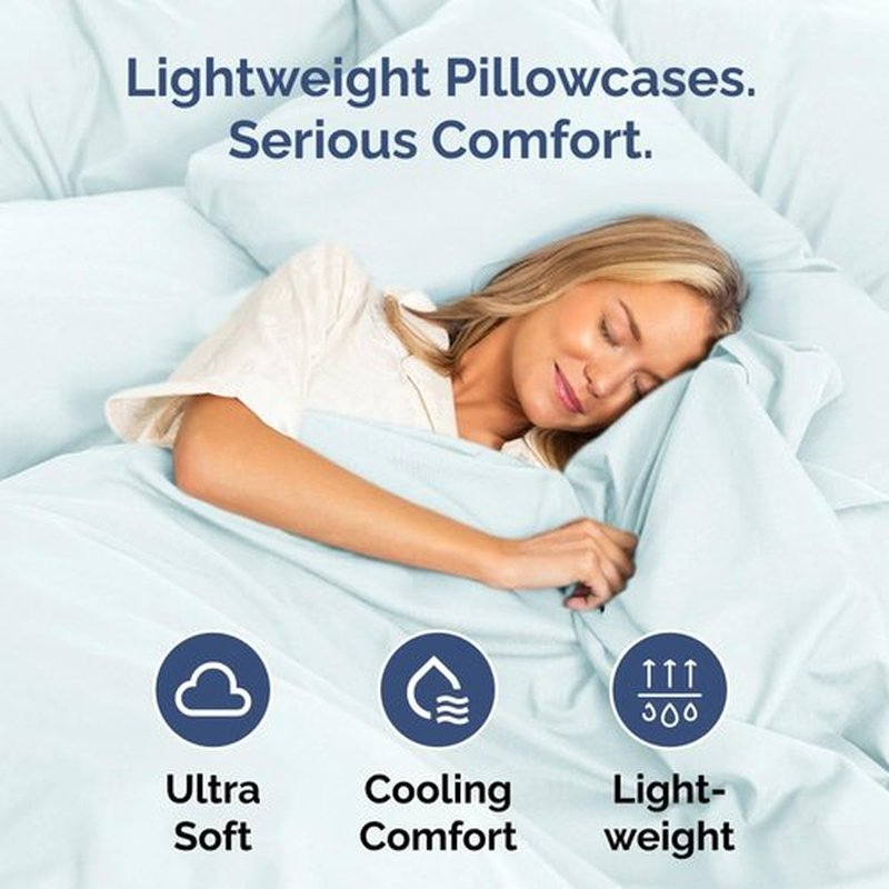 Queen Pillow Cases Set of 4 | Ultra Soft Hotel Quality Covers - Wrinkle Free & Fade Resistant - Ice Blue