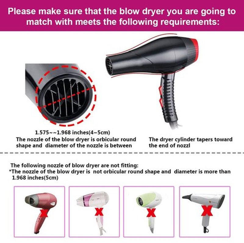Collapsible Silicone Hair Dryer Diffuser - Travel-Friendly Design for Easy Storage | Fits Most Dryers (1.575-1.968 Inch) - Pink