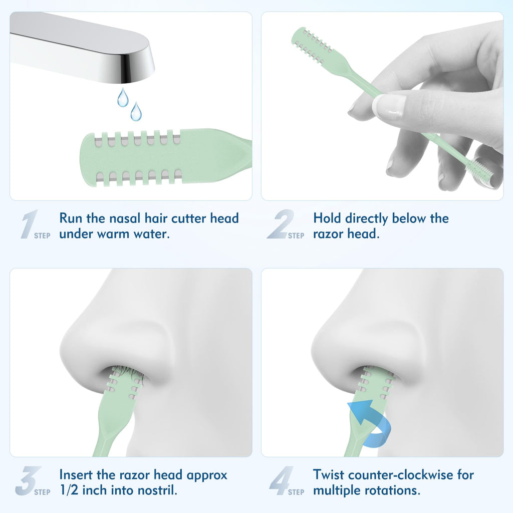 CNTVO 10 Pcs Nasal Hair Cutter, 2-in-1 Double Sided Nose Hair Trimmer, 360° Rotating Manual Nose Hair Trimmer for Men and Women, Portable Professional Nasal Remover for Home Travel Essentials