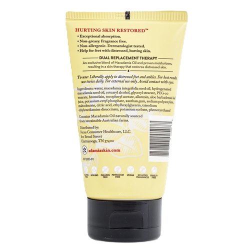Adamia Therapeutic Foot Cream - Repairing Formula with Pure Macadamia Oil, 4 Oz | Fragrance-Free & Paraben-Free
