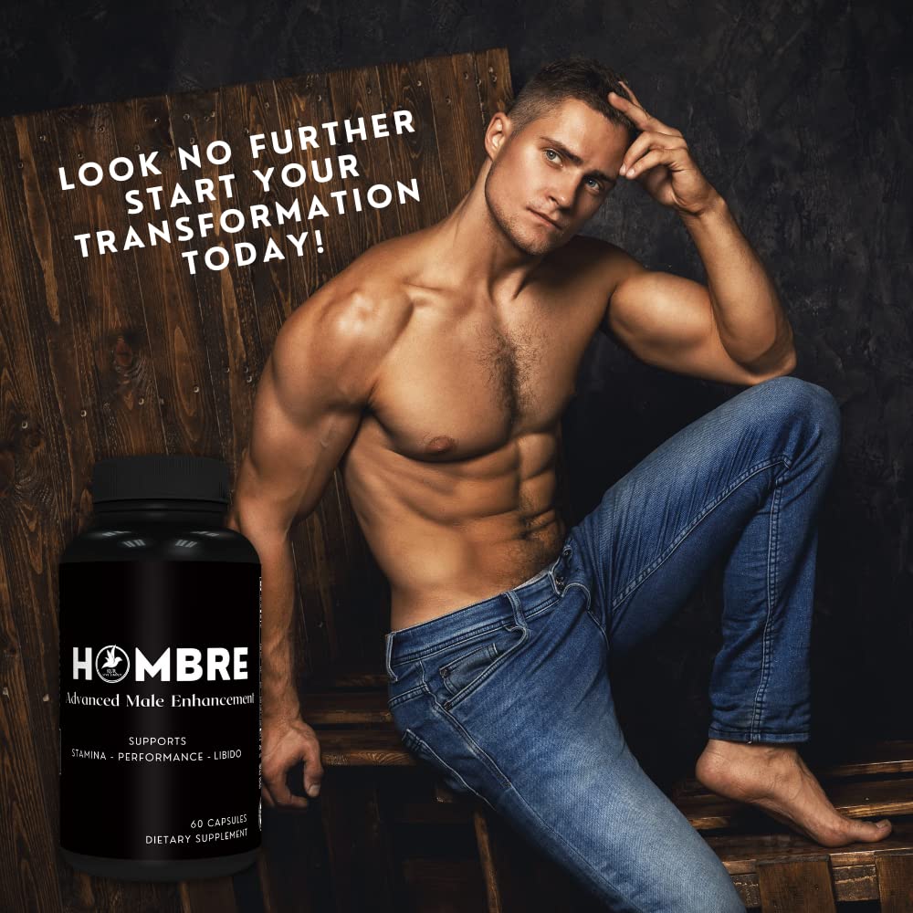 Hombre Male Enhancing Supplement – Add 2 in 60 Days With Our Enlargement Pills for Men Muscle Growth – Increase Size, Strength, Stamina – Endurance, Performance, Energy Booster - 60 Capsules
