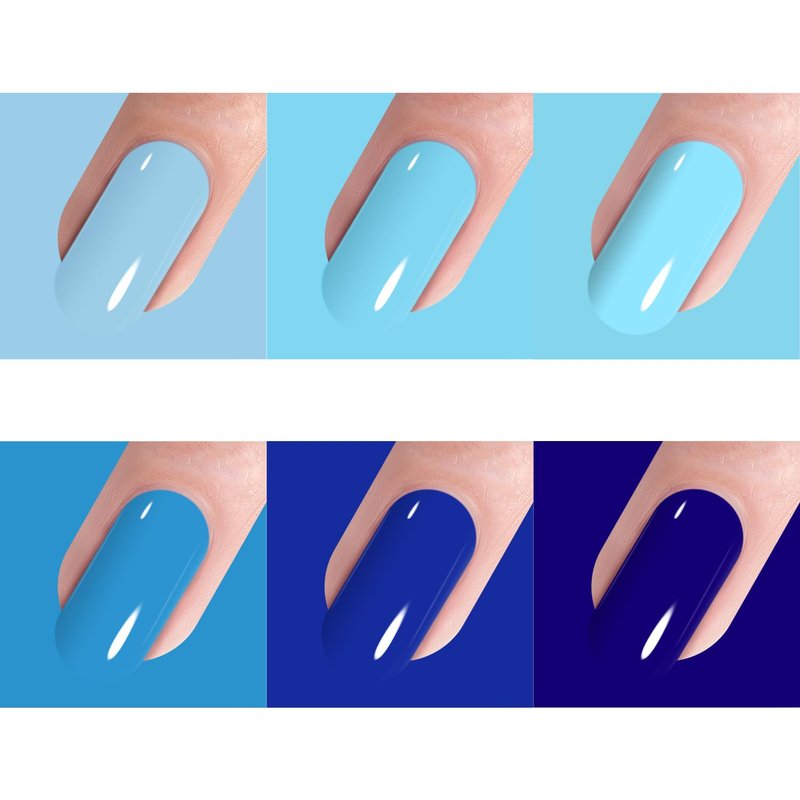 Vishine Gel Nail Polish Set 6 Blue Colors, Royal Blue Sky Blue Navy Blue Nail Gel Polish Kit Light to Dark Shades Soak Off Nail Art Salon Design Home Manicure Holiday for Women Girls 8ml