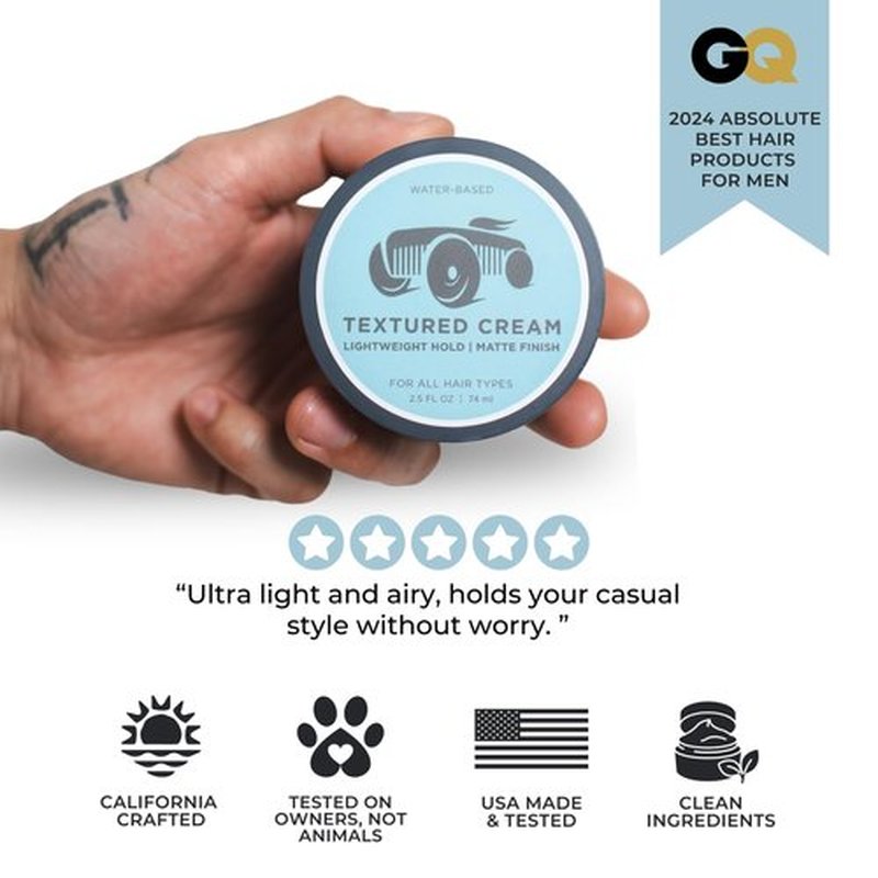 Brightside Textured Cream | Lightweight Hold Matte Finish | Water Based Clay Blend | for All Hair Types | Styling Product