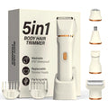 TEENOVA 5-in-1 Bikini Trimmer for Women, Electric Razors Shaver IPX7 Waterproof, Cordless Body Hair Trimmer, Ceramic Blade, Facial & Pubic Hair Removal, Travel Portable (Off-White)