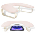 Arm Rest for Nails Tech Upgraded 10° Inclined, U-Shaped Manicure Nail Arm Rest Stand, Pink Nail Armrest for Nail Tech Hand Rests with Gold Aluminum Alloy Holder Non-Slip