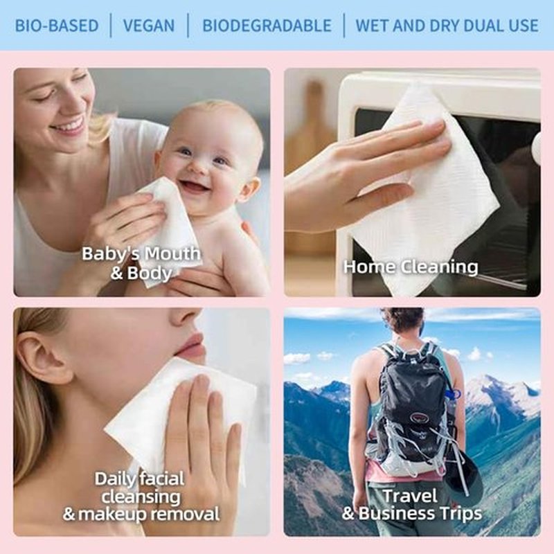Disposable Face Towel, Soft Package, 60 Count, XL, Hanging and Flat Dual Use,Dry Wipes,Lint Free Face Cloths,Makeup Removal,Soft Cleansing Towelettes, Sensitive Skin Facial Towels,(1 Pack)