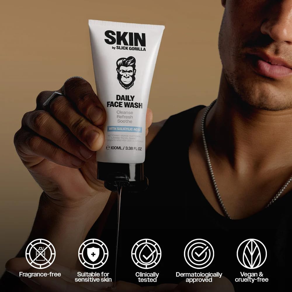 Slick Gorilla Daily Face Wash for Men with Salicylic Acid 3.4 Fl Oz