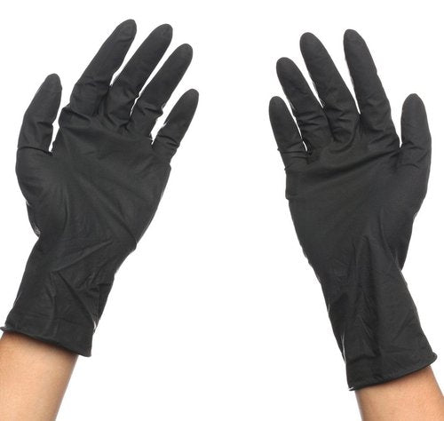 PERFEHAIR Black Reusable Latex Gloves, Salon Hair Color Dye Gloves-Medium Size (Pack of 10)