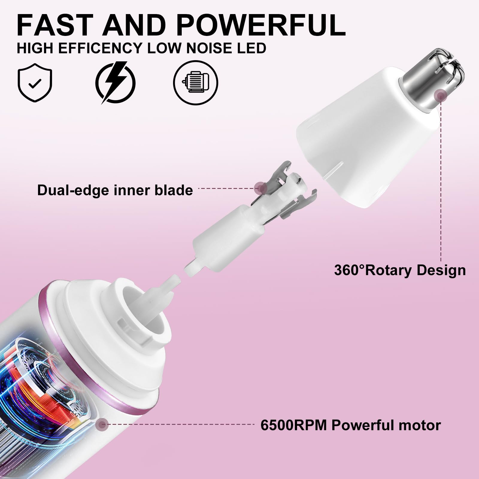 AREYZIN Nose Hair Trimmer for Women-2025 Professional Painless Eyebrow Trimmer and Nose Trimmer Facial Hair Removal Nasal Hair Clippers Professional, Easy to Clean, Dual-Edge Blade,White