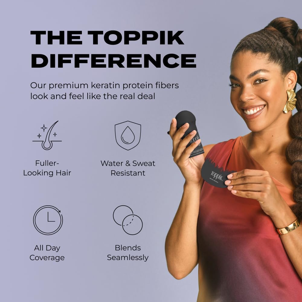 oppik Hair Building Fibers, Black, 3g Fill In Fine or Thinning Hair, Instantly Thicker, Fuller Looking, 9 Shades for Men & Women, Keratin Protein Formula