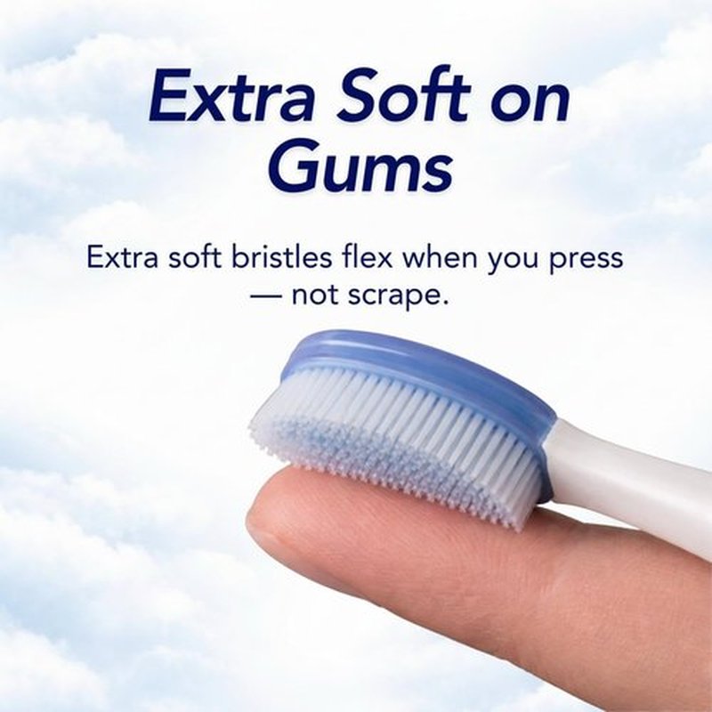 Skiennix Extra Soft Toothbrush for Sensitive Gums - Ultra-Soft TPU Bristles, BPA-Free, Reusable Handle with 2 Replaceable Heads & Travel Covers