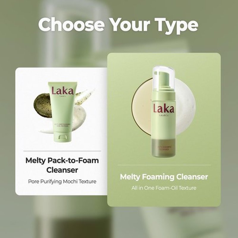 Laka Melty PDRN Oil Foam Cleanser, 145ml/4.9 fl.oz, Gentle Face Cleanser for All Skin Types, Deep Cleaning, Hyaluronic Acid, Soft Bubble, Korean Skincare