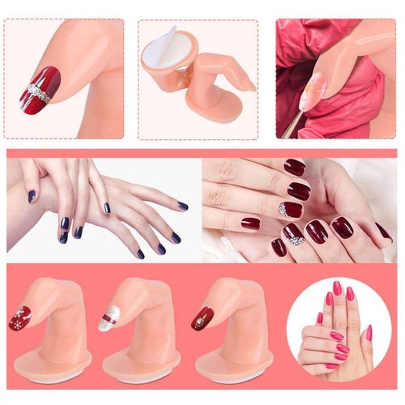 Practice Fingers for Acrylic Nails Gel Training Nail Art Practice Fingers Decoration Training Fingers, Plastic Fake Fingers with Nails, 12 Pack