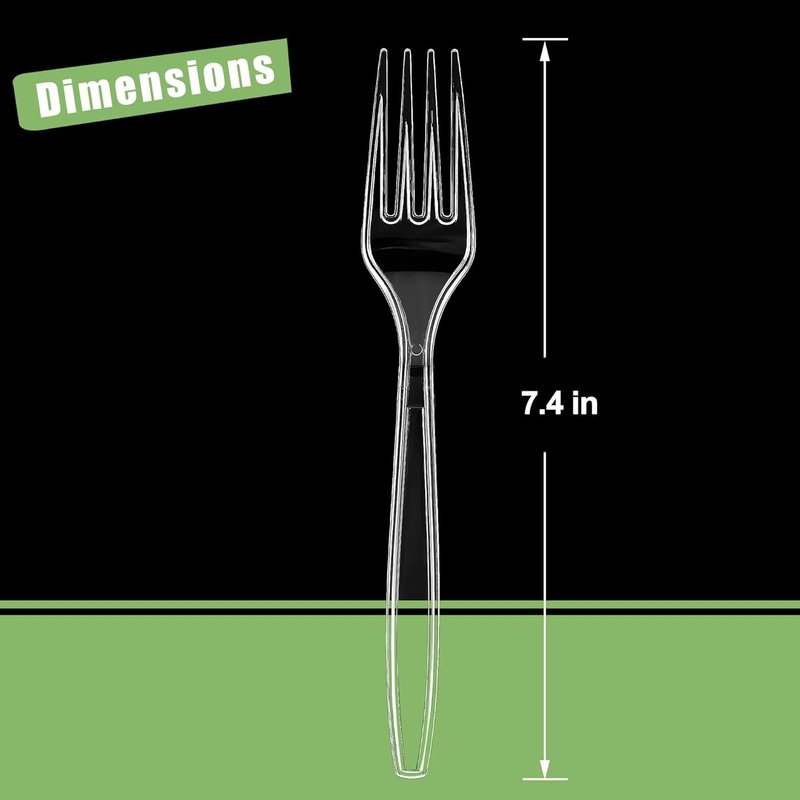 Zcaukya Disposable Plastic Forks - Heavy Duty Clear Utensils for Parties & Catering | 100 Count Set