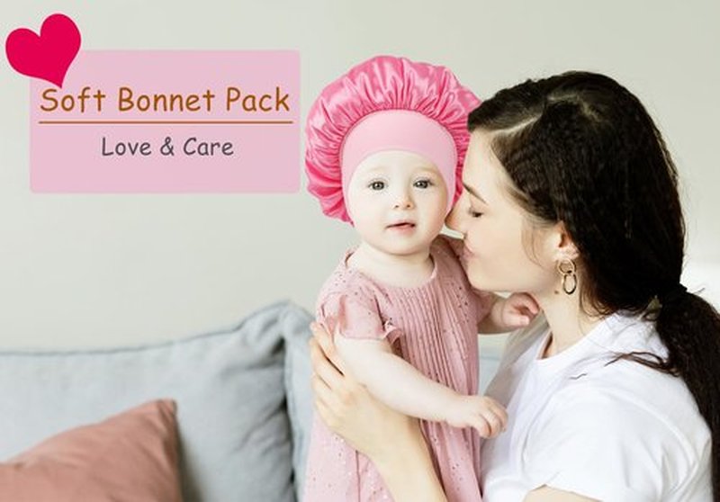 3 Pcs Baby Bonnets Infant Hair Sleep Cap for Sleeping for Girls,Boys (Pink+Purple+Teal)