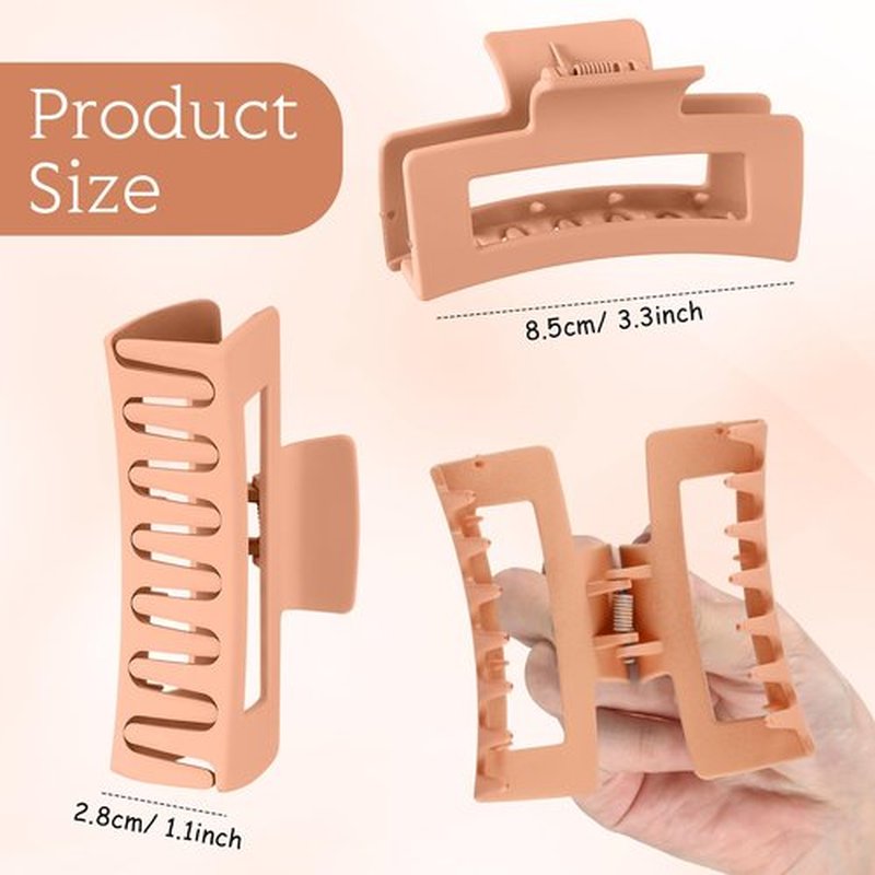 Hotop 50 Pcs Cute Hair Claw Clips Set Nonslip Square Clips Colorful Rectangle Hair Accessories for Women(3.4 Inch,Cream Color)