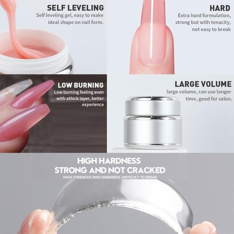 beautilux Nail Extension White Hard Gel, 55g Milky White Builder Nails Gel, Long Lasting for DIY Nail Art (M-BHB55-02)