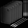 JAPCHET 6 Pcs Acrylic Cosmetic Makeup Palette with 6 pcs Color Mixing Sticks, Makeup Palette Mixing Tray for Painting & Craft