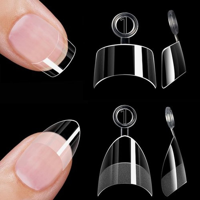 HWHUNO 480Pcs Extra Short Half Cover Almond &Tapered Square Nail Tips Gel x Clear Set,2 Shape Pre Shape XXS for Manicure Art Home DIY Salon 12Sizes