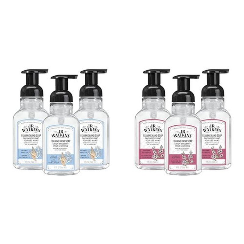 J.R. Watkins Foaming Hand Soap with Pump Dispenser, Moisturizing Foam Hand Wash & Foaming Hand Soap Pump with Dispenser, Moisturizing All Natural Foam, Alcohol-Free, Cruelty-Free