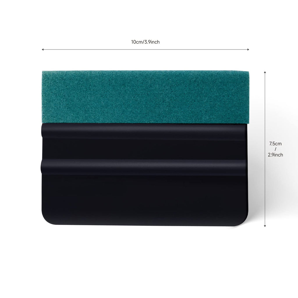 FOSHIO Vinyl Wrap Squeegee 4 Inch with Micro Fiber Suede Felt Edge, Scraper for Window Tinting, Sign Making and Sticker Wrap Application Tools, Pack of 3 Black Felt Squeegee for Vinyl