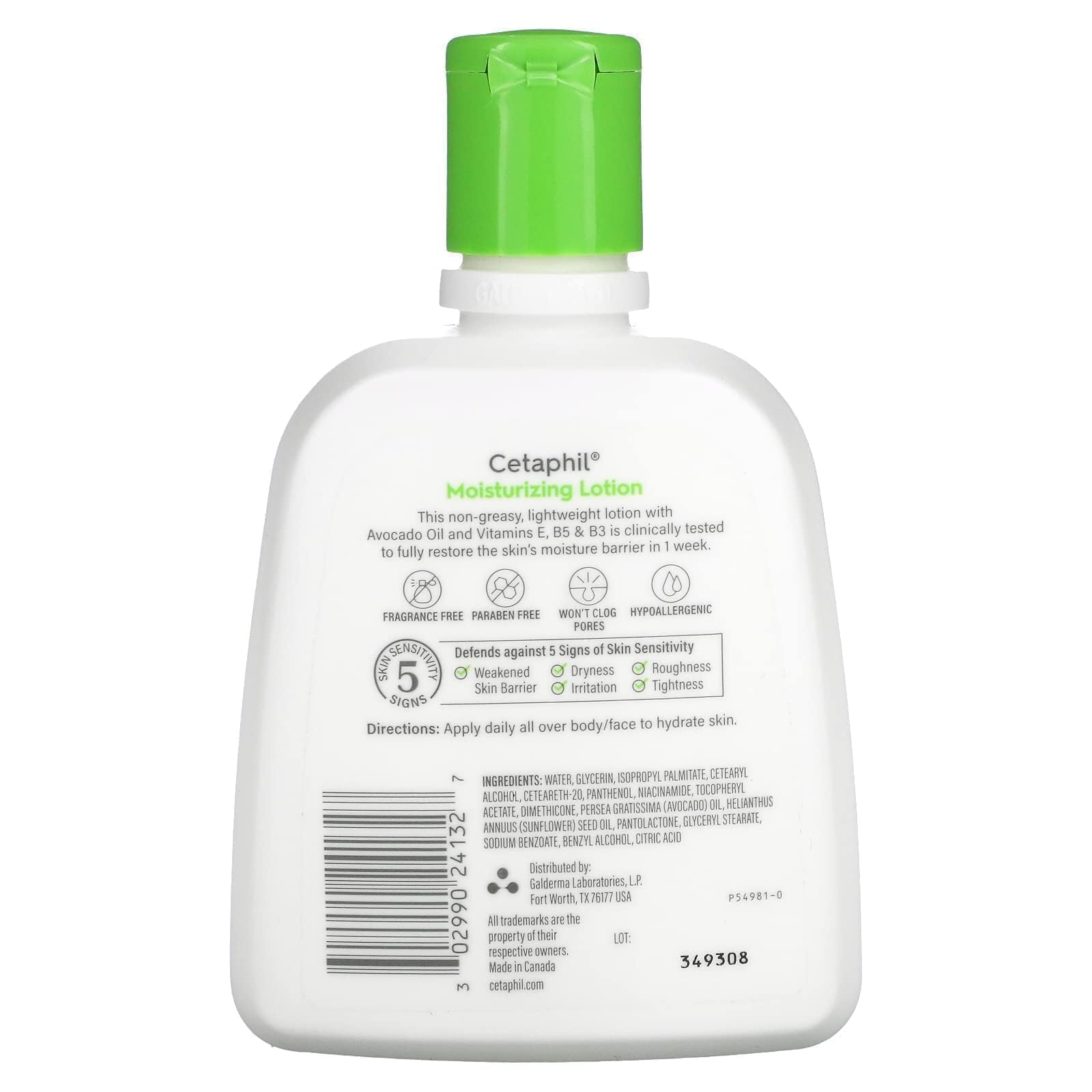Cetaphil Moisturizing Lotion, Dry To Normal, Sensitive Skin, Avocado Oil & Essential Vitamins B5 & B3, 8 fl oz (237 ml) (Pack of 2)