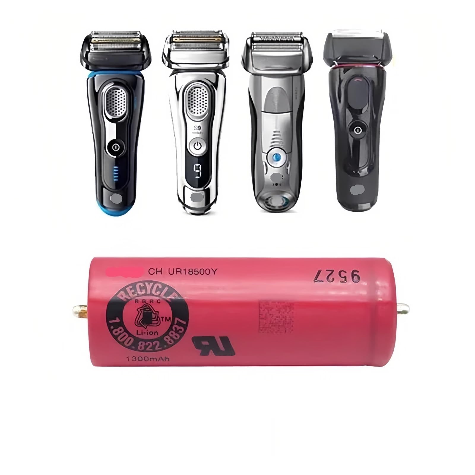 1300mAh Rechargeable Lithium Battery 3.7v. Compatible with Braun Shaver. 720s-4 790cc-4 S5/S7/S9 Series(2 pcs)