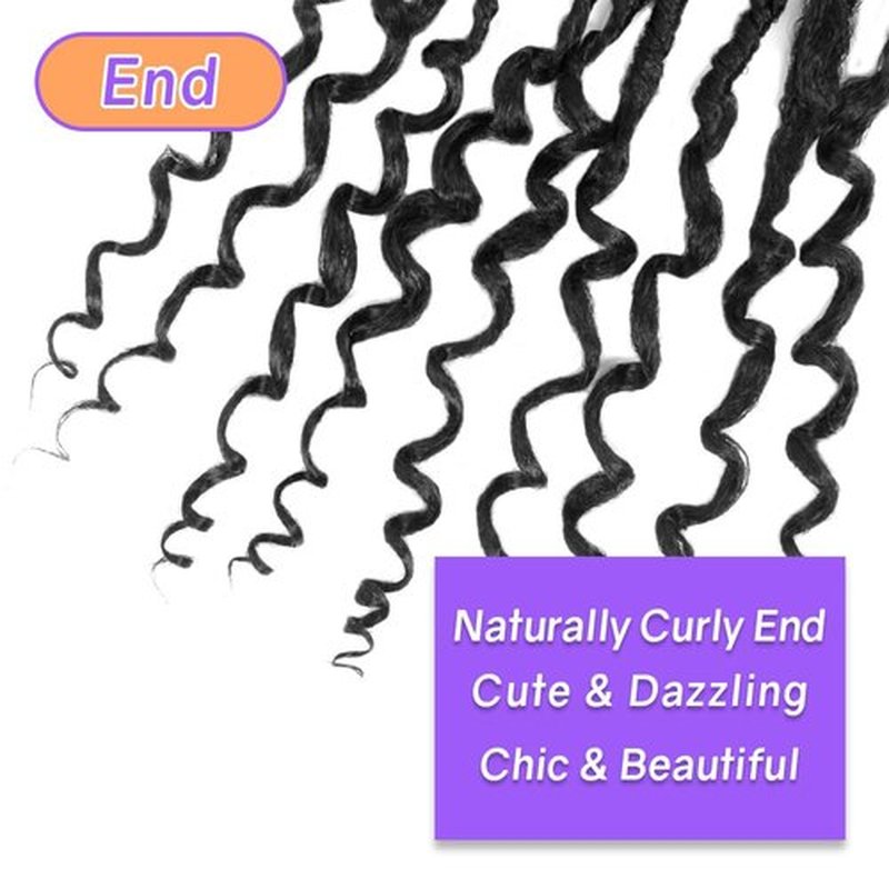 Crochet Butterfly Locs with Curly Ends 14 Inch, Boho Distressed Butterfly Locs Crochet Hair, Black Bohemian Goddess Faux Butterfly Braids with Curly Ends (6 Packs, 1B)