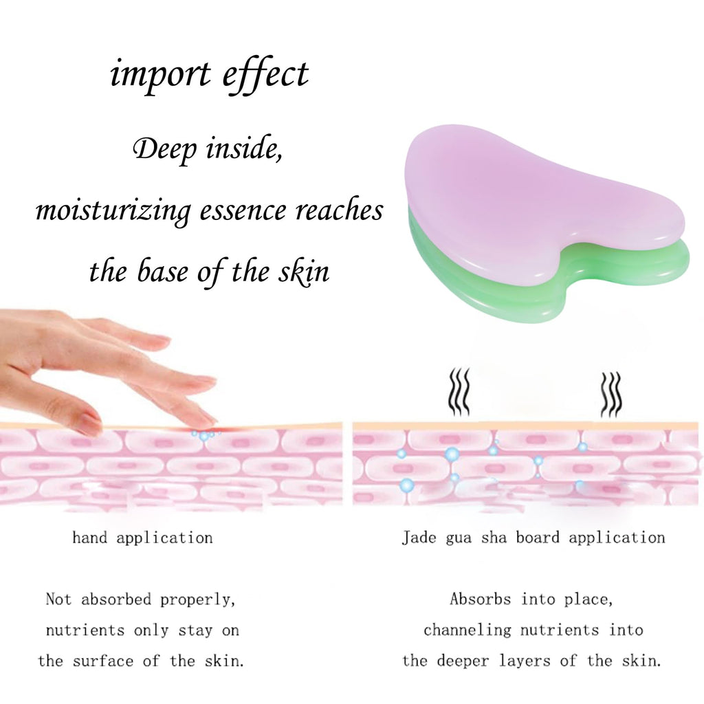 2pcs face gua sha Board Set, gua sha Jade Manual Massage Stick for face and Body, for Sculpting jaw line and eliminating Puffiness Relieving Tension Redness Daily Skincare, Men Women self Care Gifts