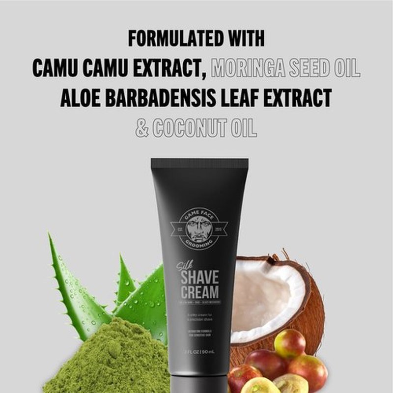 Game Face Silk Shave Cream - Hydrating Formula for Sensitive Skin, Fragrance-Free, 3 Fl. Oz.