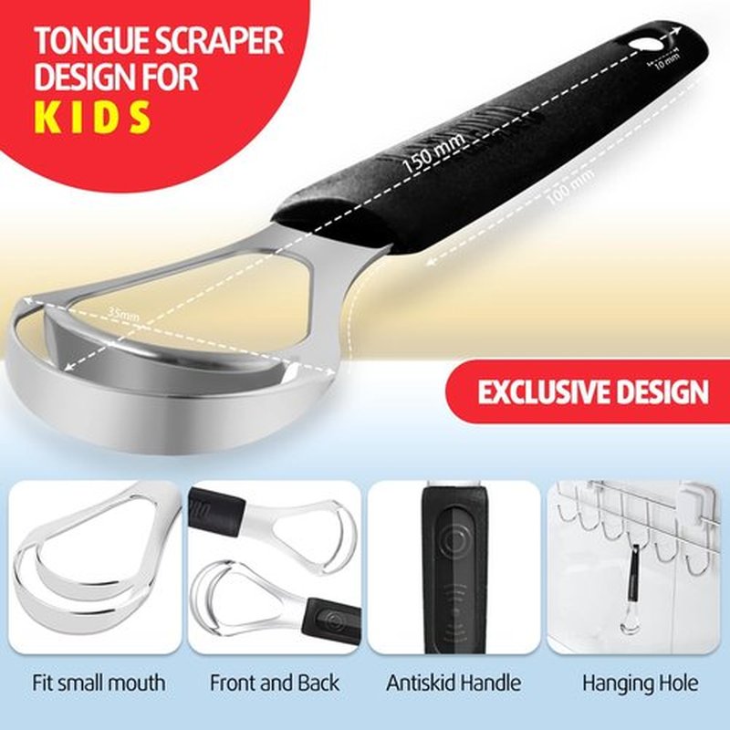 Cbiumpro Tongue Scraper Set - 4-Pack Stainless Steel Cleaners with Travel Case | Freshen Breath for Kids & Adults