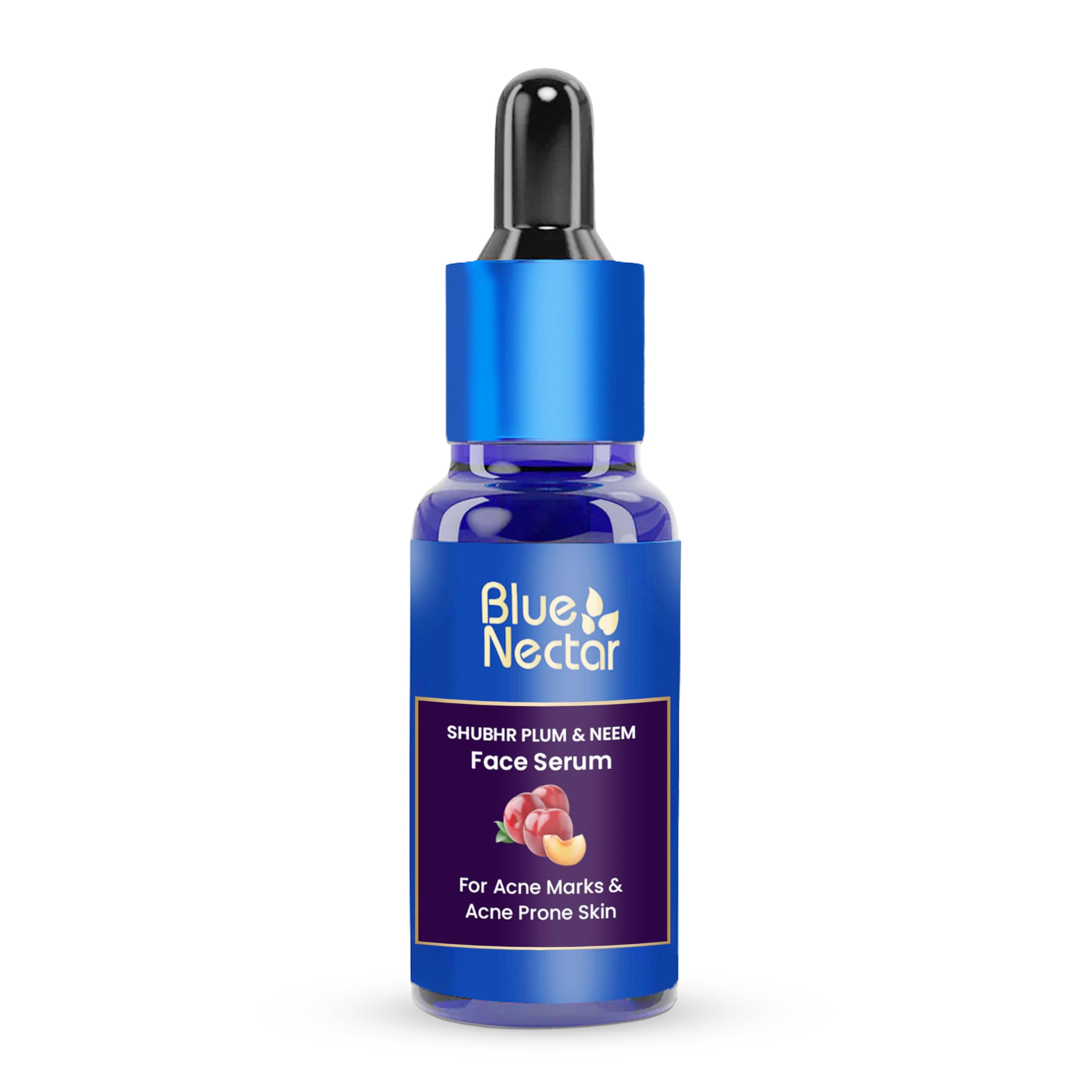 Blue Nectar Plum Face Serum for Acne Prone Skin and Acne Marks | Oil Free Anti Acne Serum for Oily Skin | Pore Minimizing Serum for Bumpy Texture | With Plant Based Vitamin C (1Fl Oz)