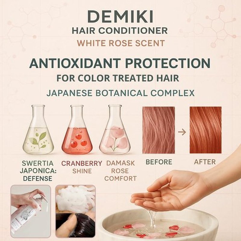DEMIKI Japanese Conditioner Hair Care, Keratin Hair Treatment Hair Conditioner for Women, Color Safe, Deep Conditioner for Dry Damaged Hair, Frizz Ease, Sulfate-Free Anti-Dandruff 450ml 16oz