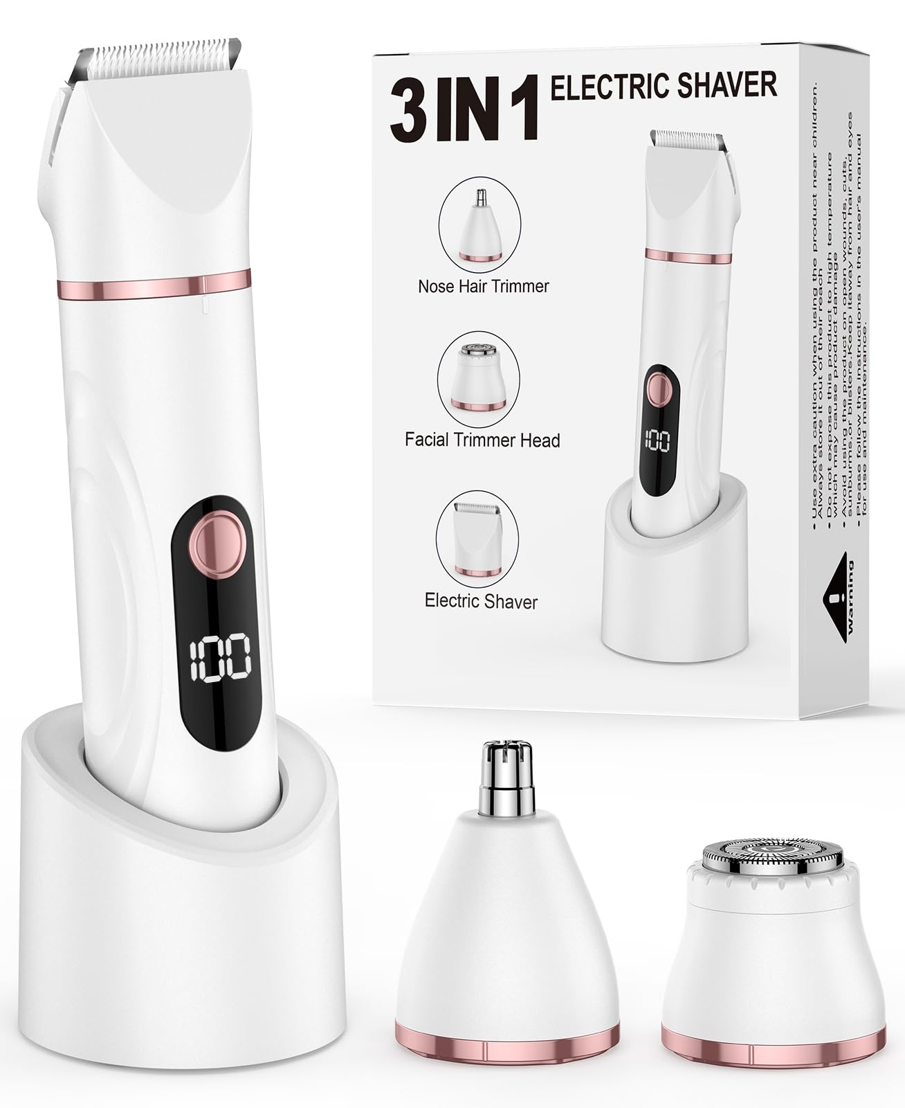 Bikini Trimmer for Women, Nose Hair Trimmer, Painless Electric Razor, Smooth Facial Hair Remover, Body Hair Trimmer for Legs and Armpit